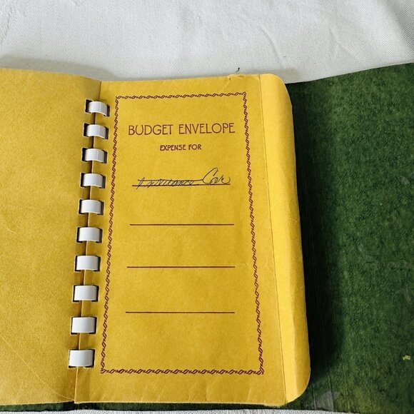 Vintage Dollar Saver Budget File Income Expenses Pad Envelopes Snap Close Binder - Picture 8 of 14